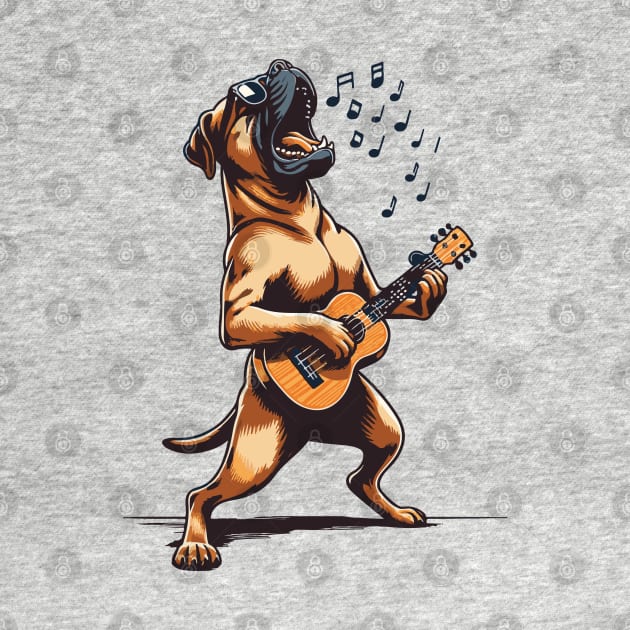Dog Playing Guitar Singing Boerboel Bull Mastiff by BraaiNinja